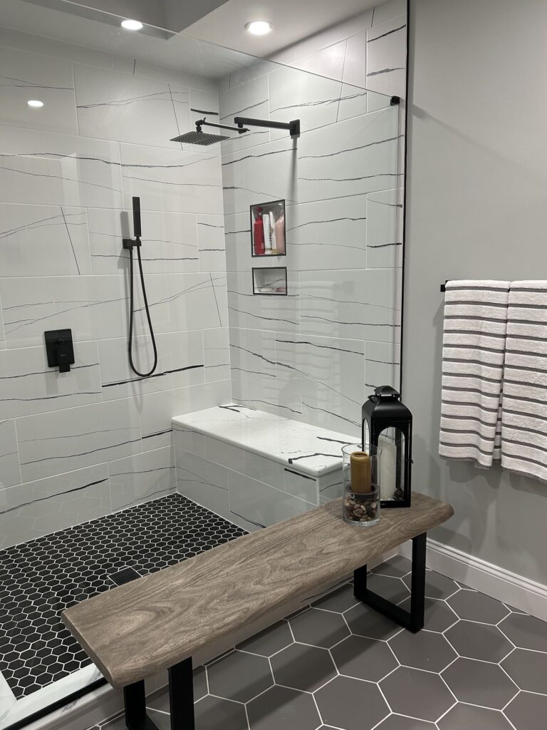 shower within the bathroom remodel