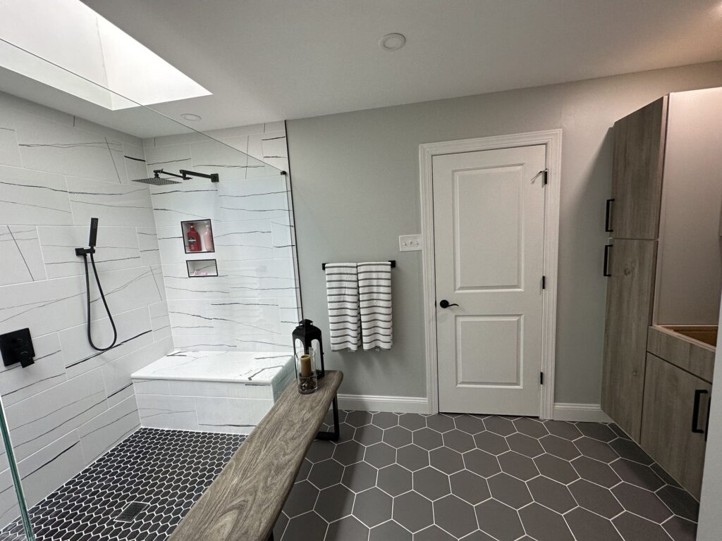 shower view of the bathroom remodel
