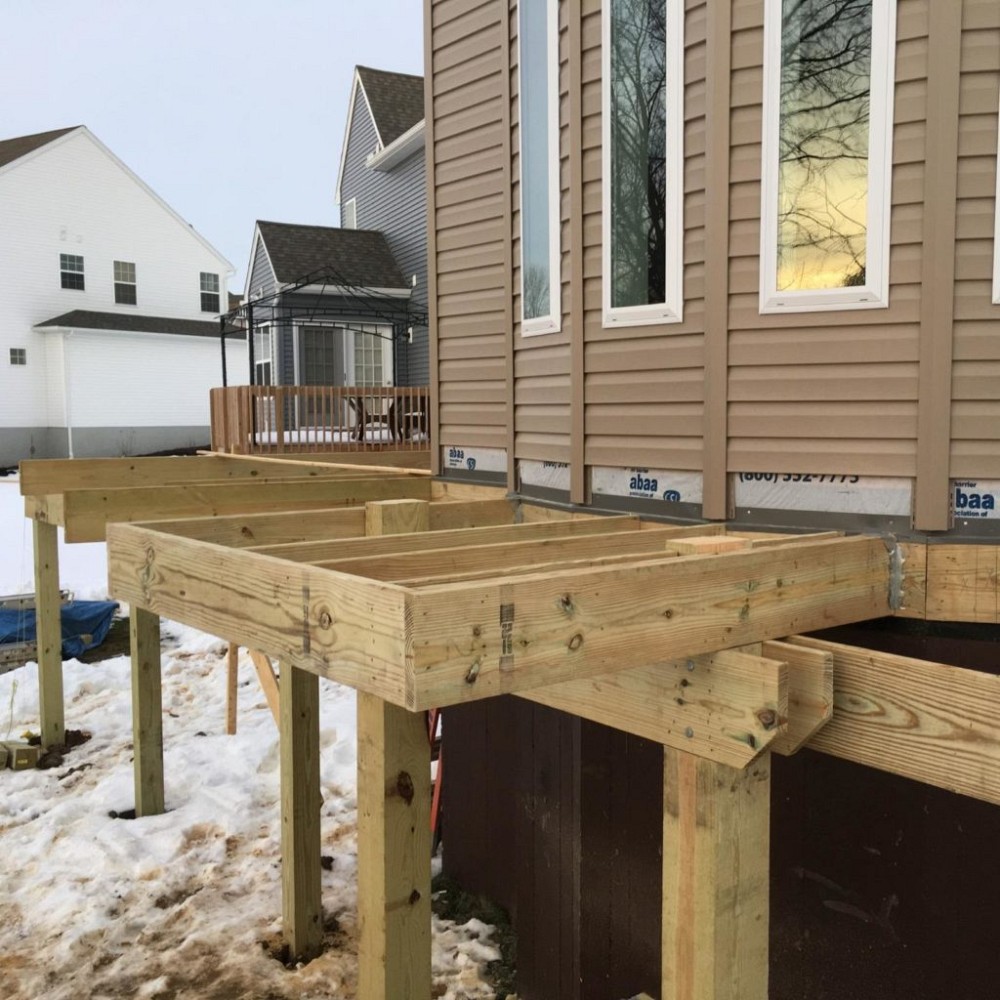 Beginning stages of wrap-around deck