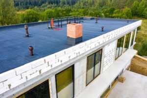 A flat roof made of EPDM rubber.