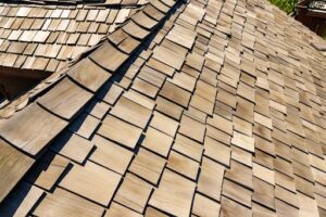 A roof made of cedar shingles.