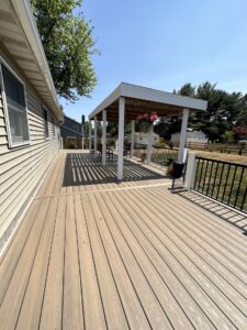 pergola backyard remodel with deck addition
