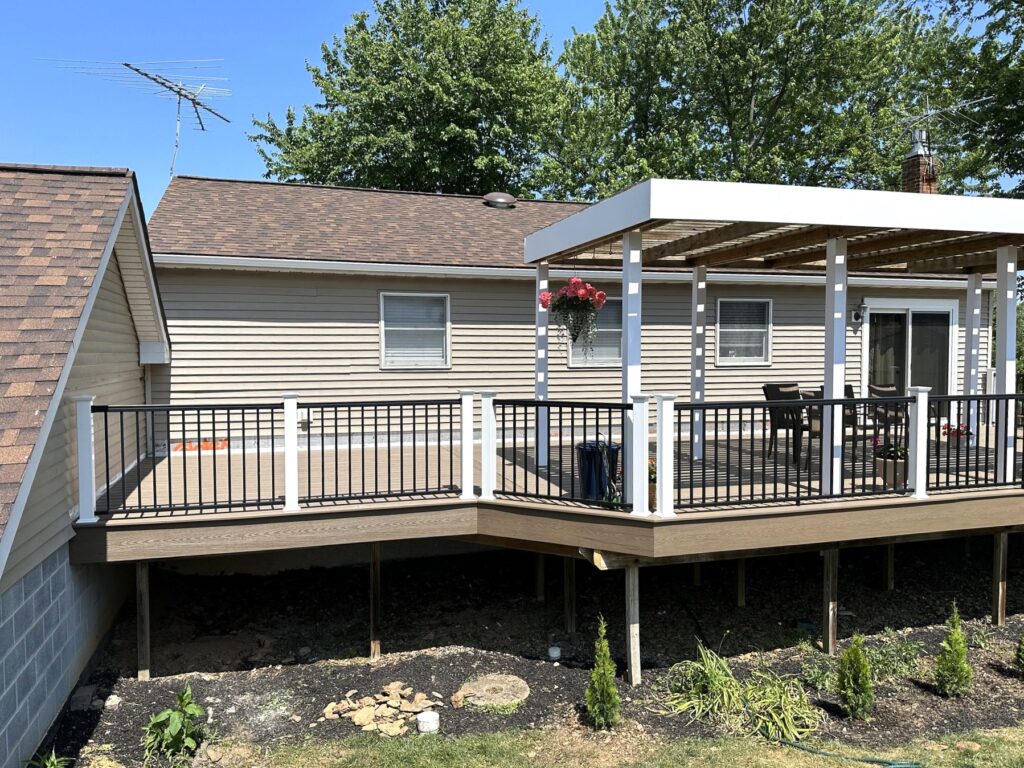 pergola backyard remodel with deck addition