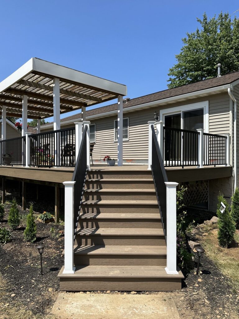 stairs coming off from deck to access backyard