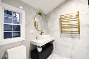 gold bathroom remodel in residential house