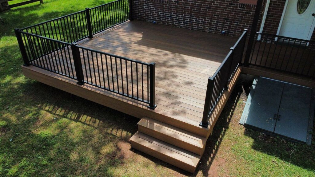 A small shaded deck