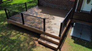 New deck with a black railing